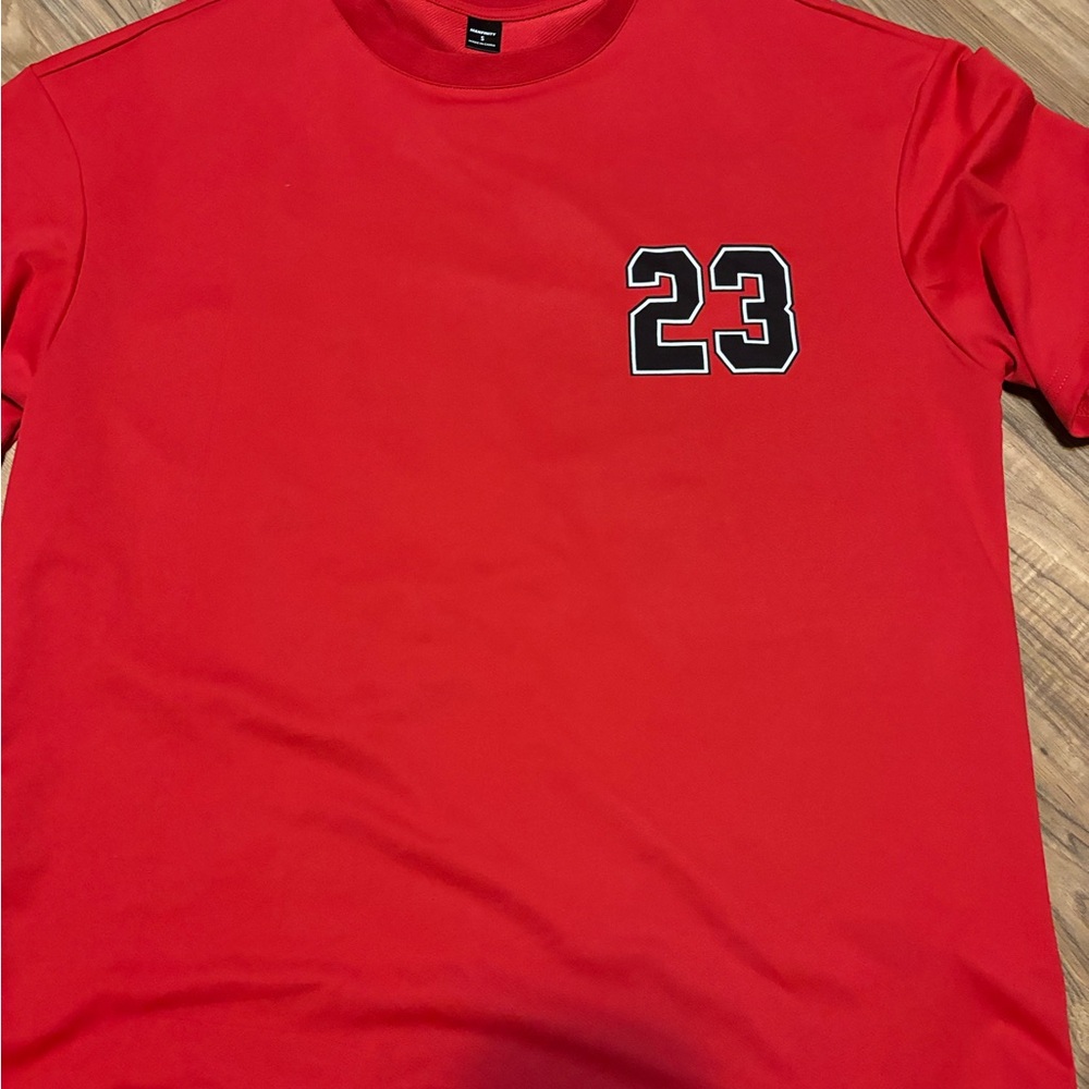 Red Men's Crewneck T-Shirt with '23' Chest Print